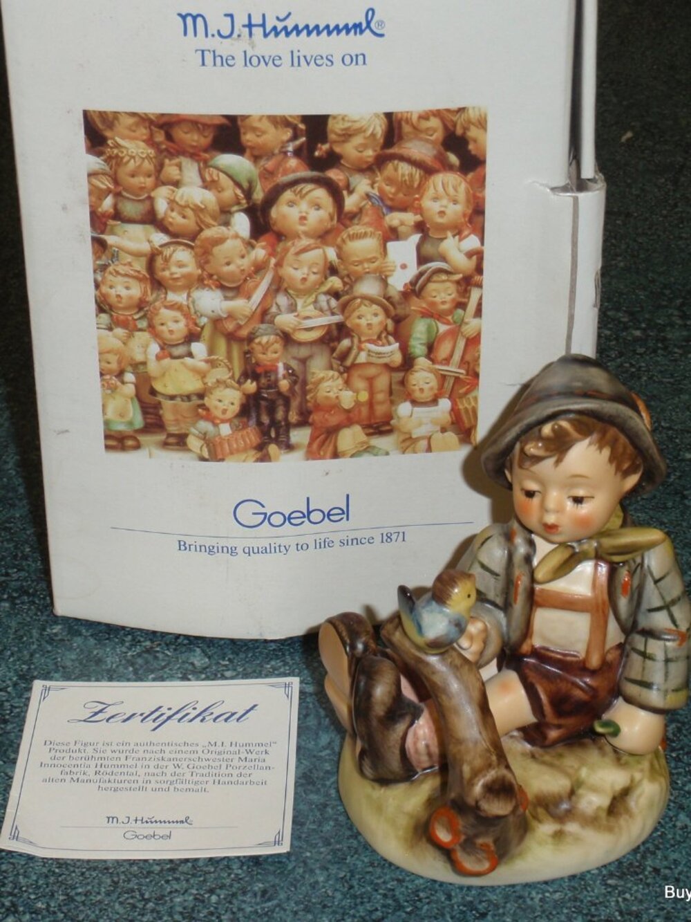 "Whistler's Duet" Goebel Hummel Figurine #413 With Box TMK7 Boy With Blue Bird!